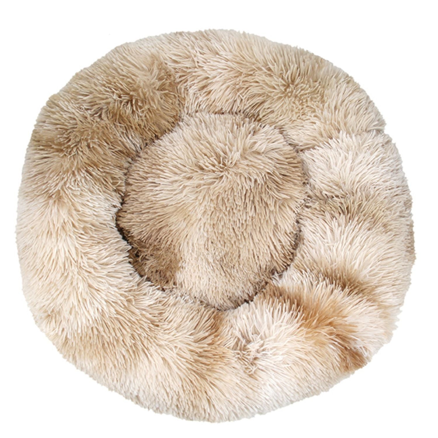 Pluche Rond Huisdierenhuis beige pluche rond bed voor katten en honden